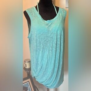 NWT Generous Fit Aqua Lightweight Sleeveless Twist Front Top